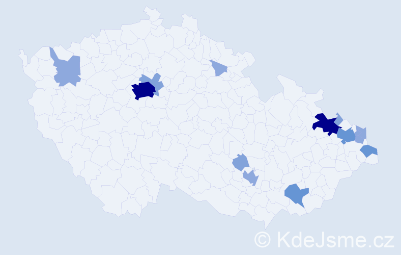 Příjmení: 'Krysta', počet výskytů 37 v celé ČR