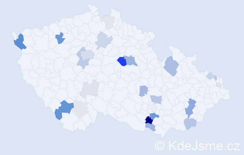 Příjmení: 'Karabec', počet výskytů 69 v celé ČR