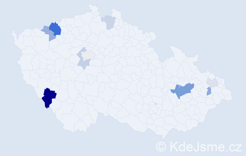 Příjmení: 'Chudada', počet výskytů 18 v celé ČR