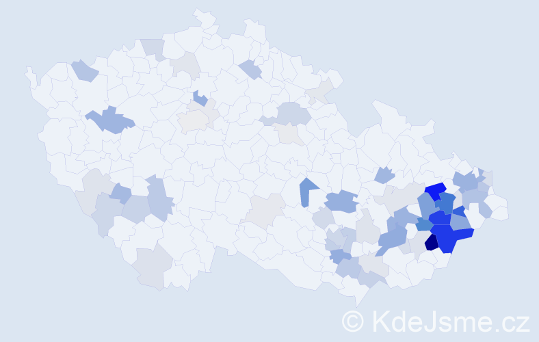 Příjmení: 'Kutějová', počet výskytů 211 v celé ČR