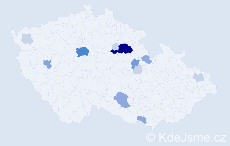 Příjmení: 'Mencák', počet výskytů 36 v celé ČR