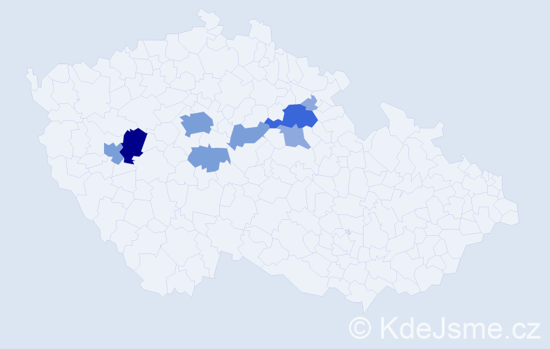 Příjmení: 'Vidrnová', počet výskytů 21 v celé ČR