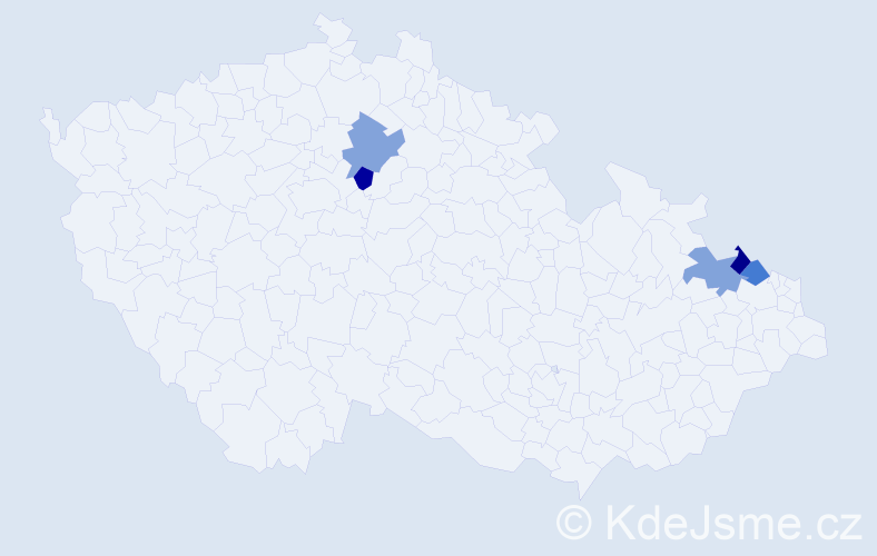 Příjmení: 'Koreny', počet výskytů 5 v celé ČR