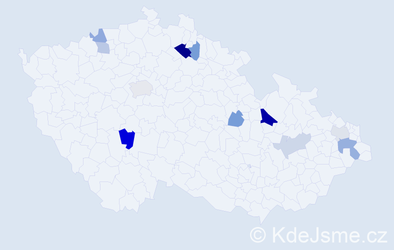Příjmení: 'Bugnová', počet výskytů 20 v celé ČR
