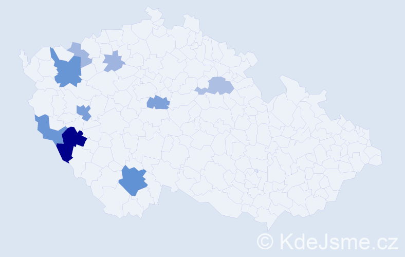 Příjmení: 'Taušek', počet výskytů 30 v celé ČR
