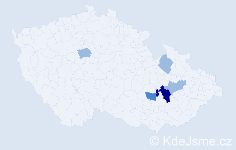 Příjmení: 'Bebejová', počet výskytů 9 v celé ČR