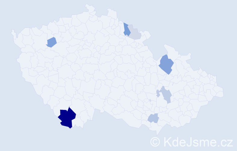 Příjmení: 'Bordáč', počet výskytů 21 v celé ČR