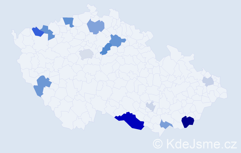Příjmení: 'Pirová', počet výskytů 20 v celé ČR