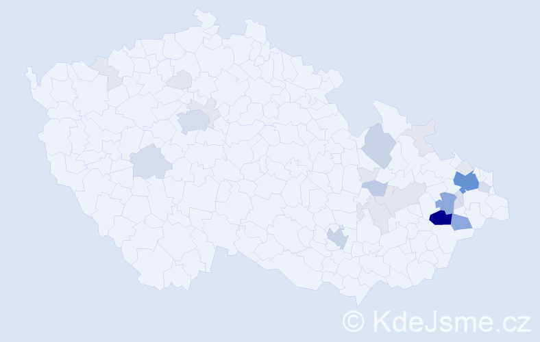 Příjmení: 'Krůpová', počet výskytů 95 v celé ČR