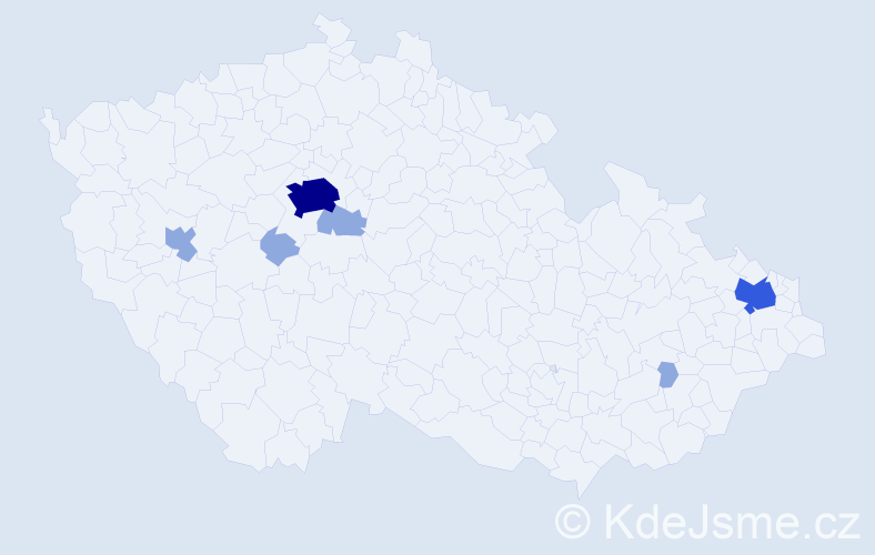 Příjmení: 'Bohash', počet výskytů 12 v celé ČR