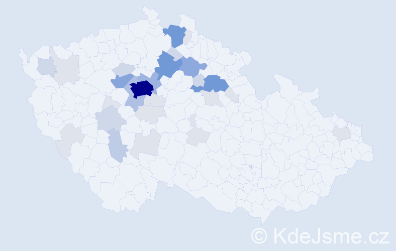 Příjmení: 'Kverková', počet výskytů 106 v celé ČR