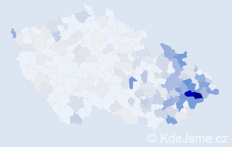 Příjmení: 'Bártková', počet výskytů 543 v celé ČR