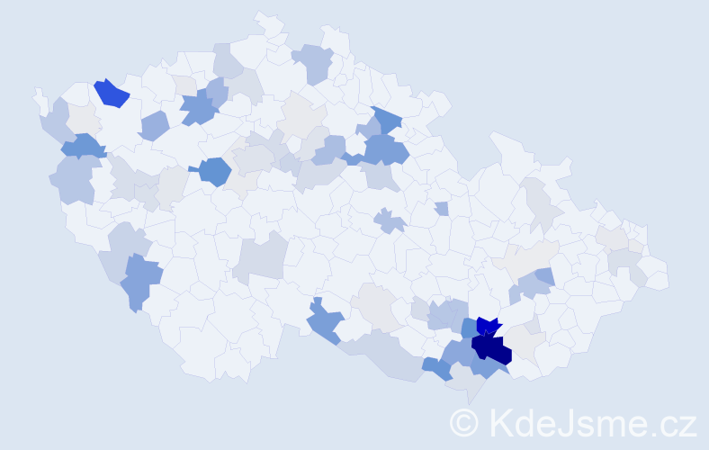 Příjmení: 'Bělohoubková', počet výskytů 290 v celé ČR