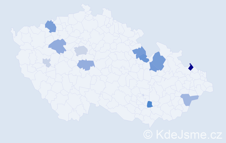 Příjmení: 'Csölle', počet výskytů 19 v celé ČR