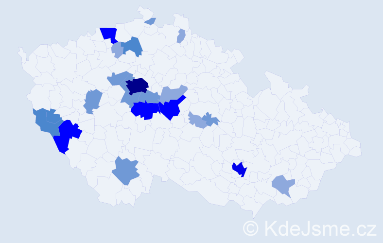 Příjmení: 'Mensová', počet výskytů 55 v celé ČR