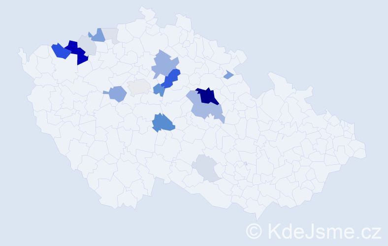 Příjmení: 'Kňava', počet výskytů 73 v celé ČR