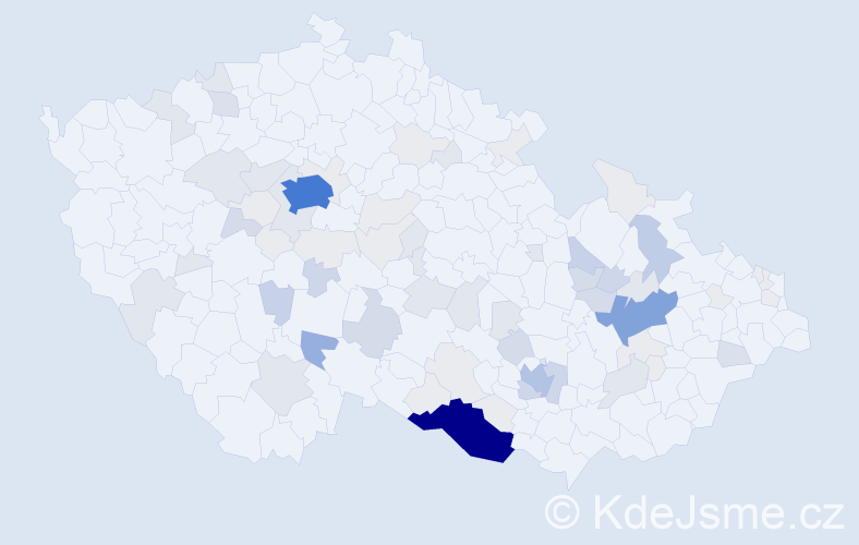 Příjmení: 'Molík', počet výskytů 260 v celé ČR