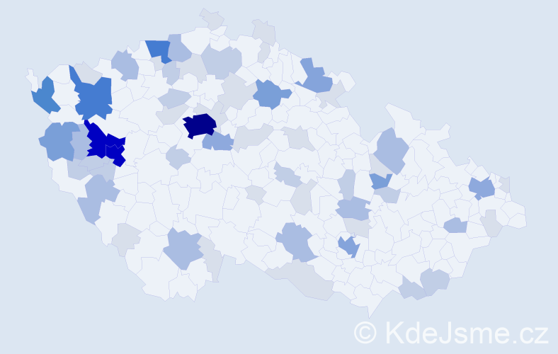 Příjmení: 'Václav', počet výskytů 199 v celé ČR