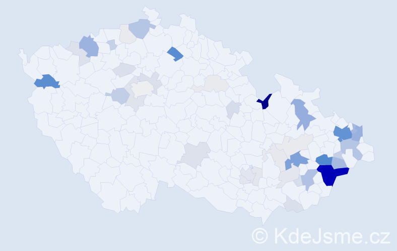 Příjmení: 'Kandráč', počet výskytů 193 v celé ČR
