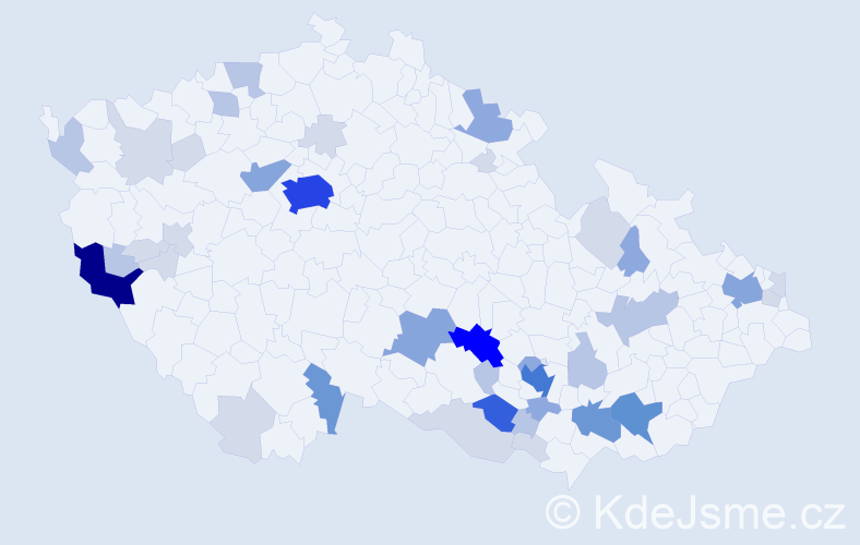 Příjmení: 'Kozina', počet výskytů 132 v celé ČR
