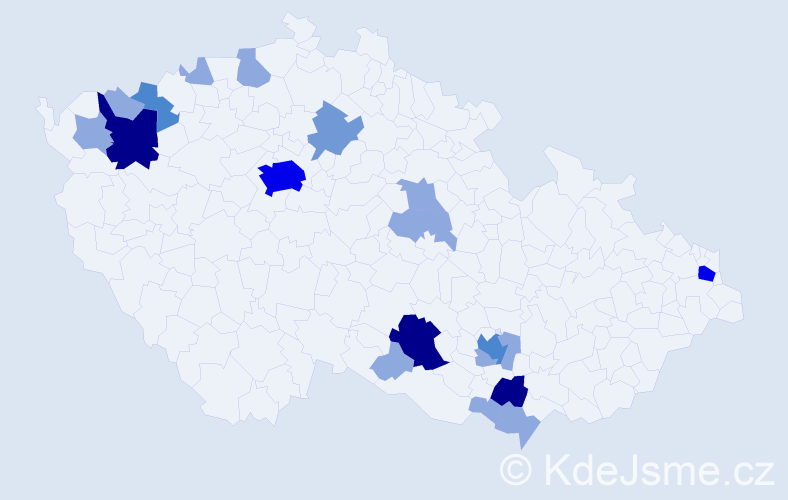 Příjmení: 'Konya', počet výskytů 46 v celé ČR