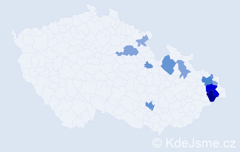 Příjmení: 'Glembek', počet výskytů 38 v celé ČR