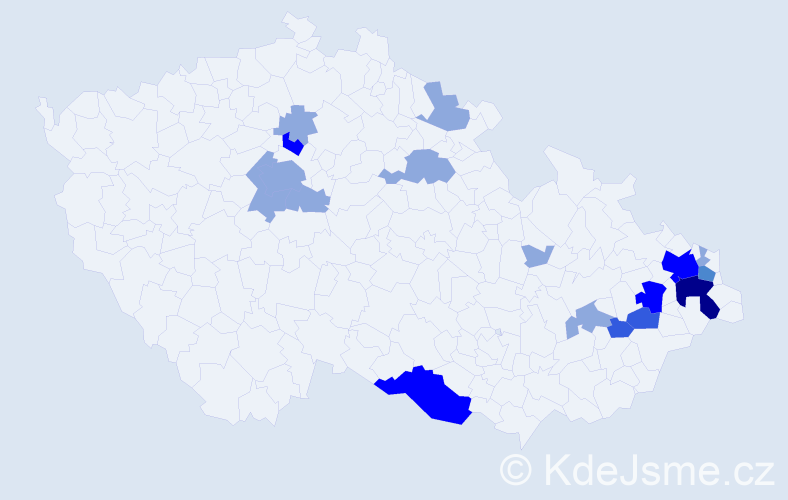 Příjmení: 'Saksa', počet výskytů 38 v celé ČR