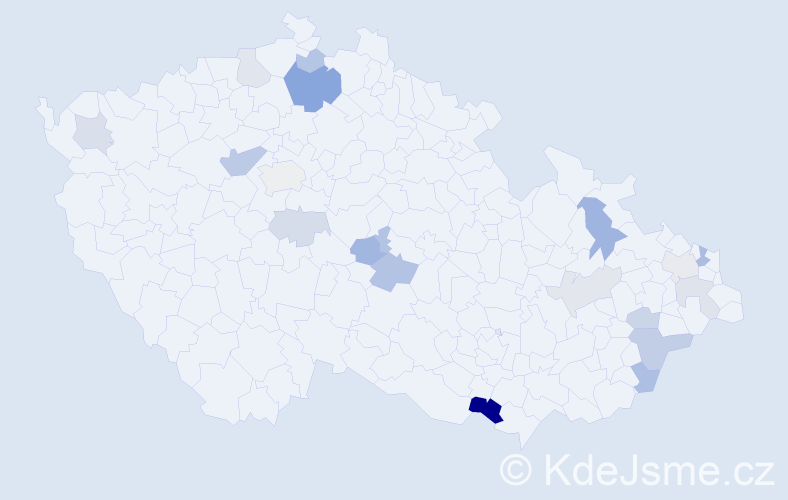 Příjmení: 'Závrská', počet výskytů 34 v celé ČR