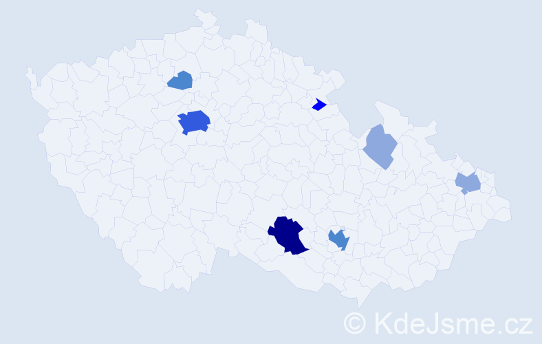 Příjmení: 'Kondek', počet výskytů 18 v celé ČR
