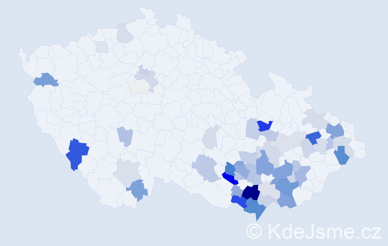 Příjmení: 'Malinka', počet výskytů 179 v celé ČR