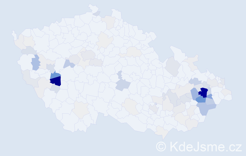 Příjmení: 'Palacká', počet výskytů 300 v celé ČR