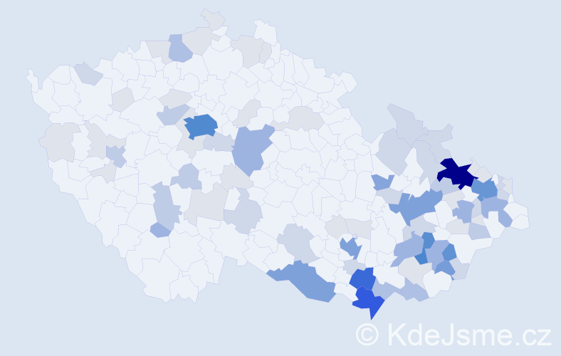 Příjmení: 'Machovská', počet výskytů 289 v celé ČR