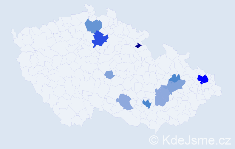 Příjmení: 'Krecl', počet výskytů 37 v celé ČR