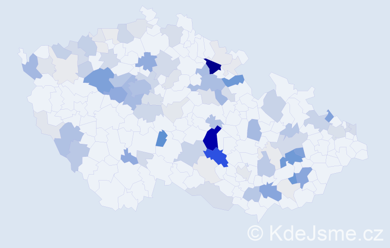 Příjmení: 'Kotík', počet výskytů 375 v celé ČR