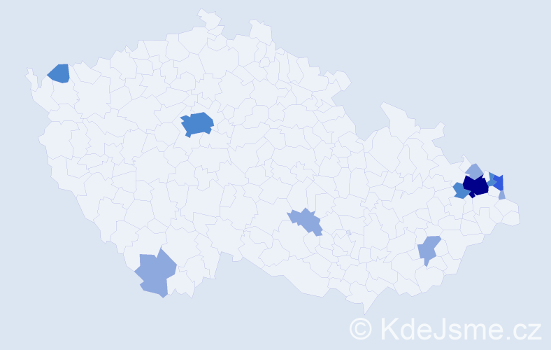 Příjmení: 'Sloviková', počet výskytů 21 v celé ČR