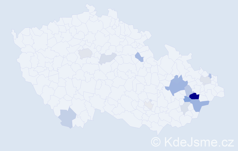 Příjmení: 'Smahelová', počet výskytů 36 v celé ČR