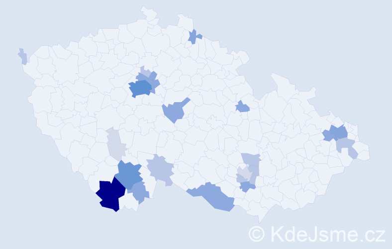 Příjmení: 'Tancer', počet výskytů 73 v celé ČR