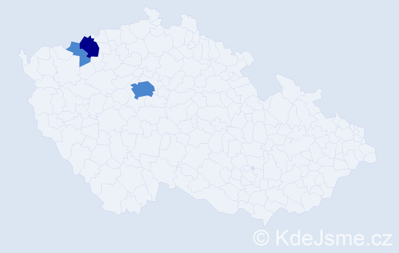Příjmení: 'Taud', počet výskytů 5 v celé ČR
