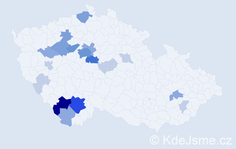 Příjmení: 'Pořádek', počet výskytů 55 v celé ČR