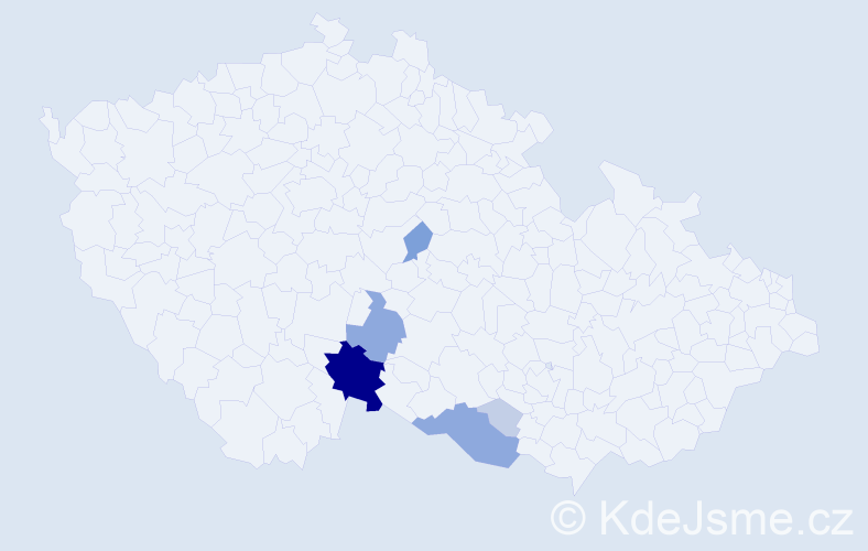 Příjmení: 'Pavouková', počet výskytů 19 v celé ČR
