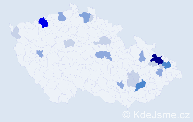 Příjmení: 'Sas', počet výskytů 57 v celé ČR