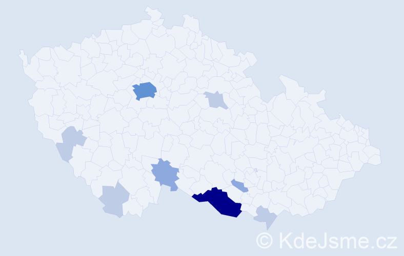 Příjmení: 'Kún', počet výskytů 22 v celé ČR