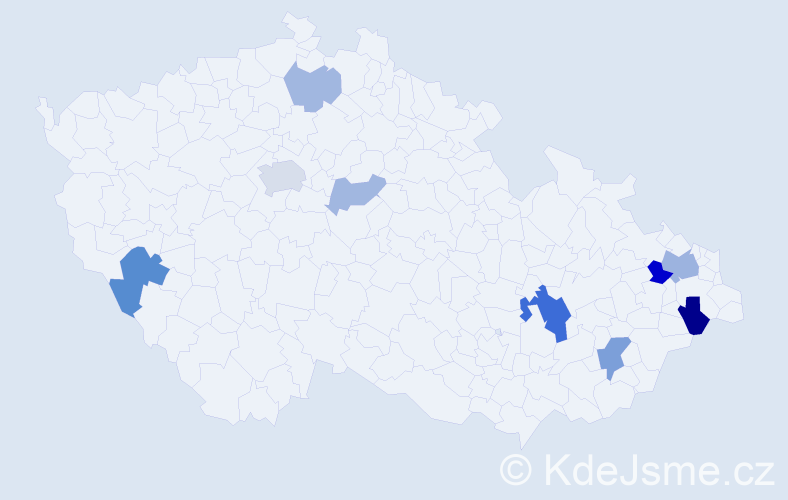 Příjmení: 'Vilčák', počet výskytů 20 v celé ČR