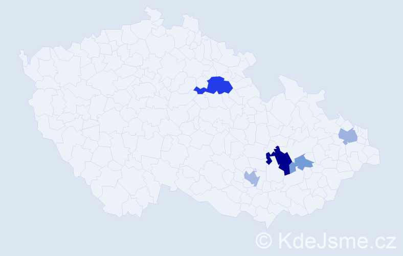 Příjmení: 'Čépe', počet výskytů 21 v celé ČR