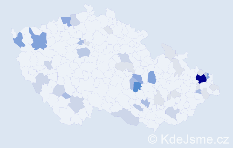 Příjmení: 'Kaša', počet výskytů 135 v celé ČR
