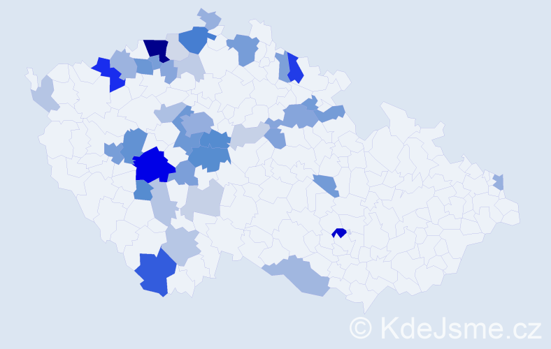 Příjmení: 'Malkovský', počet výskytů 125 v celé ČR