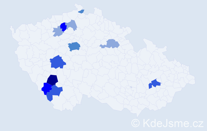 Příjmení: 'Gramblička', počet výskytů 29 v celé ČR