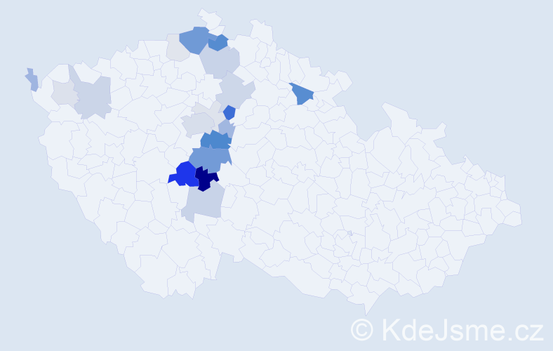 Příjmení: 'Tlamicha', počet výskytů 69 v celé ČR