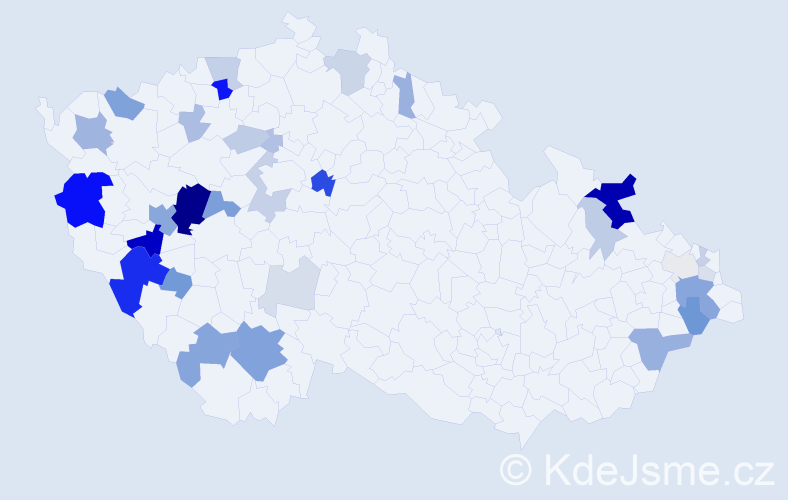 Příjmení: 'Tejček', počet výskytů 99 v celé ČR