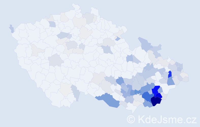 Příjmení: 'Jurák', počet výskytů 555 v celé ČR